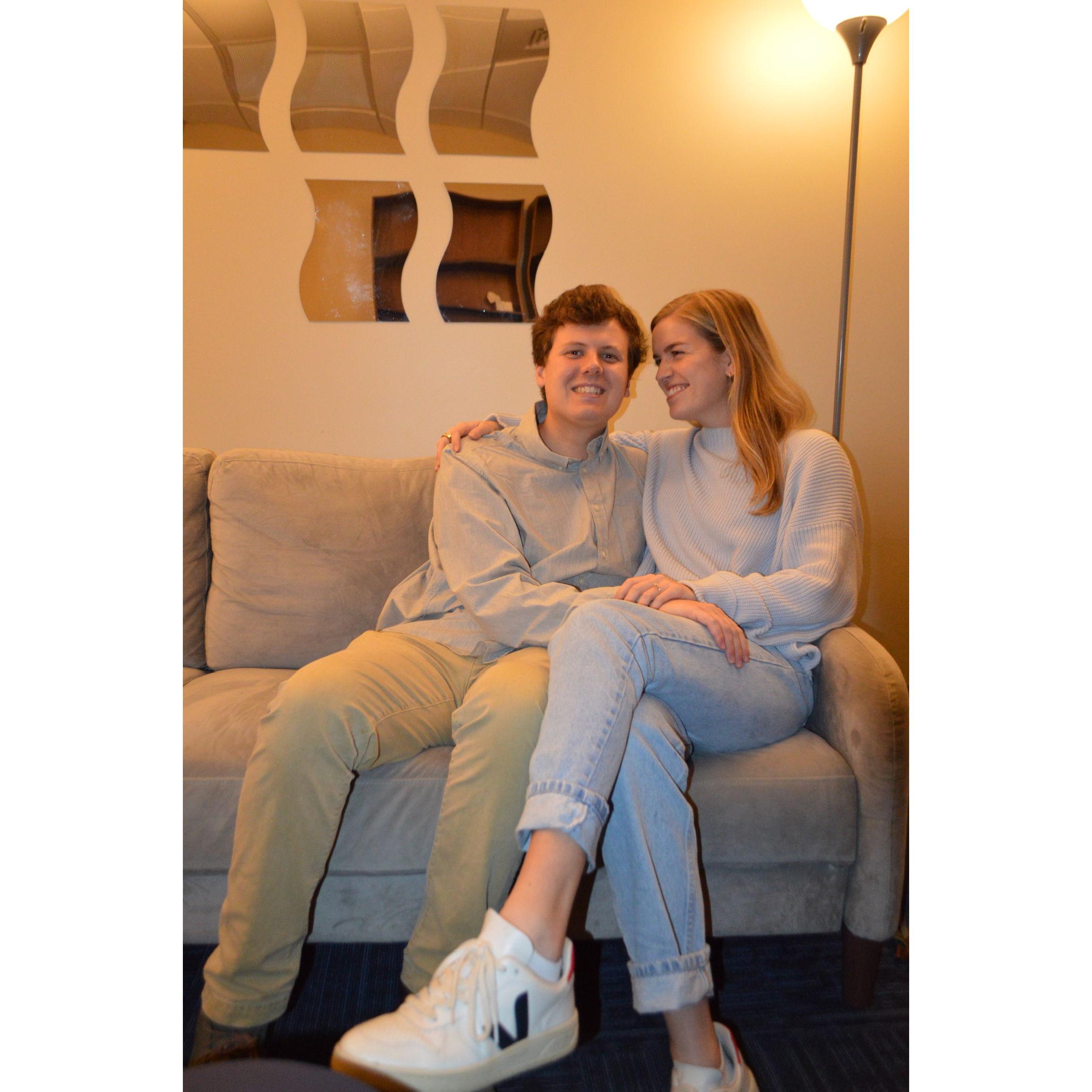 In the Premin Lounge! Wow so many memories with friends here, and lots of memories central to our relationship too. December 2022