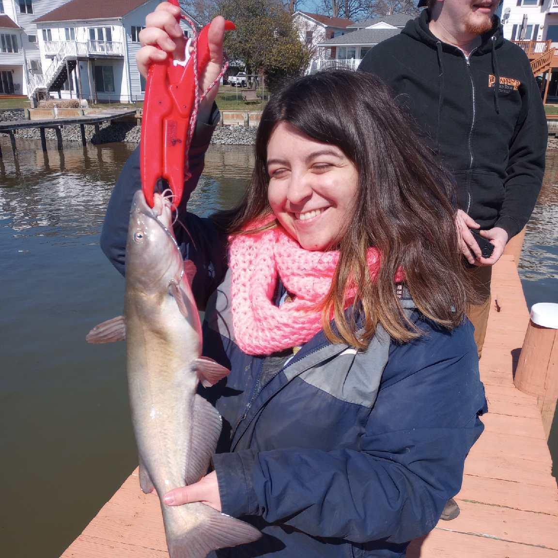 Catfishing together off of Gina and Bill's dock!