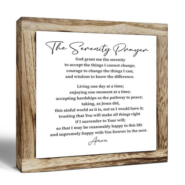 Religious Wooden Plaque - Inspirational Serenity Prayer Sign, 7.8x7.8x0.67in, Christian Gift for Home & Office Decor