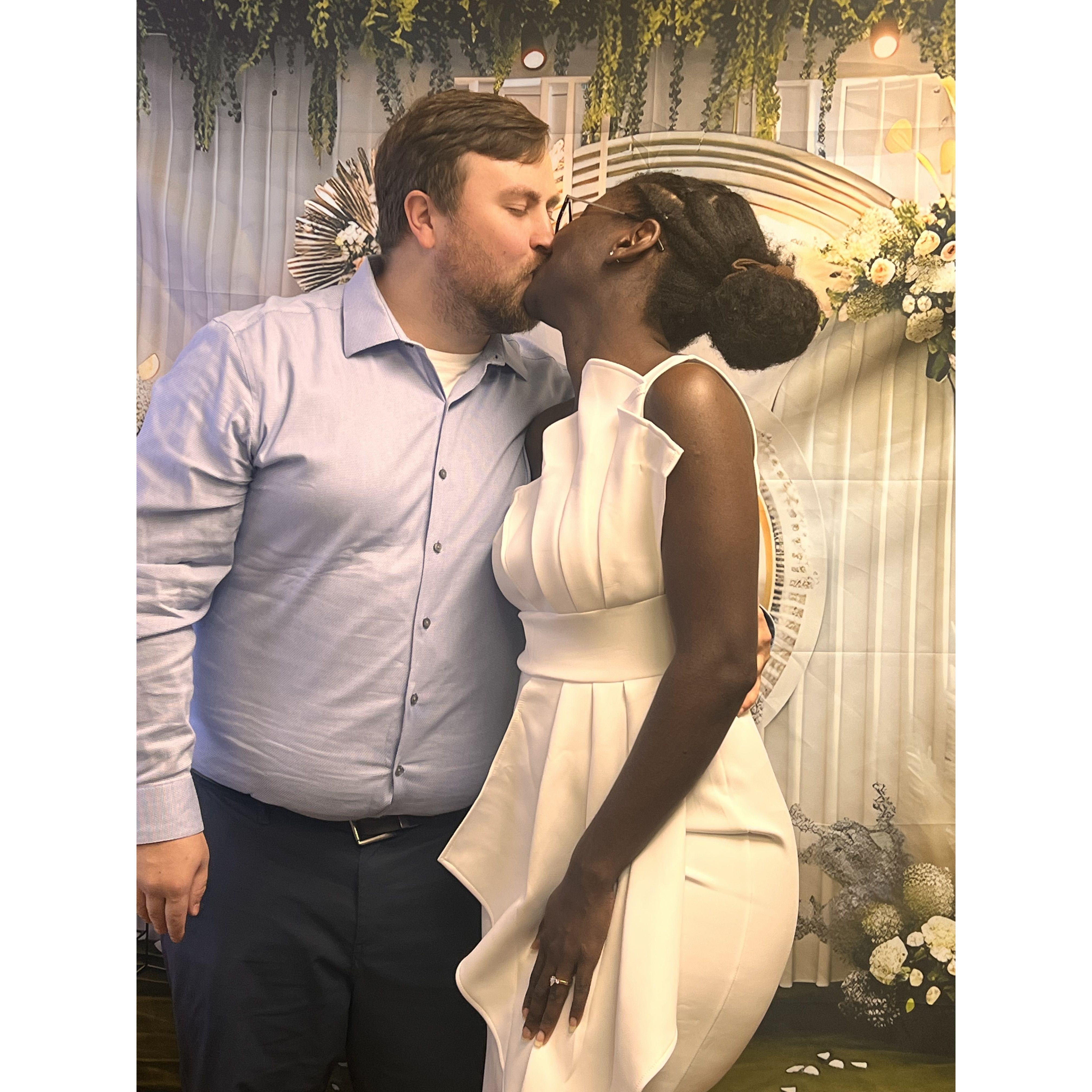 Our first kiss as married couple