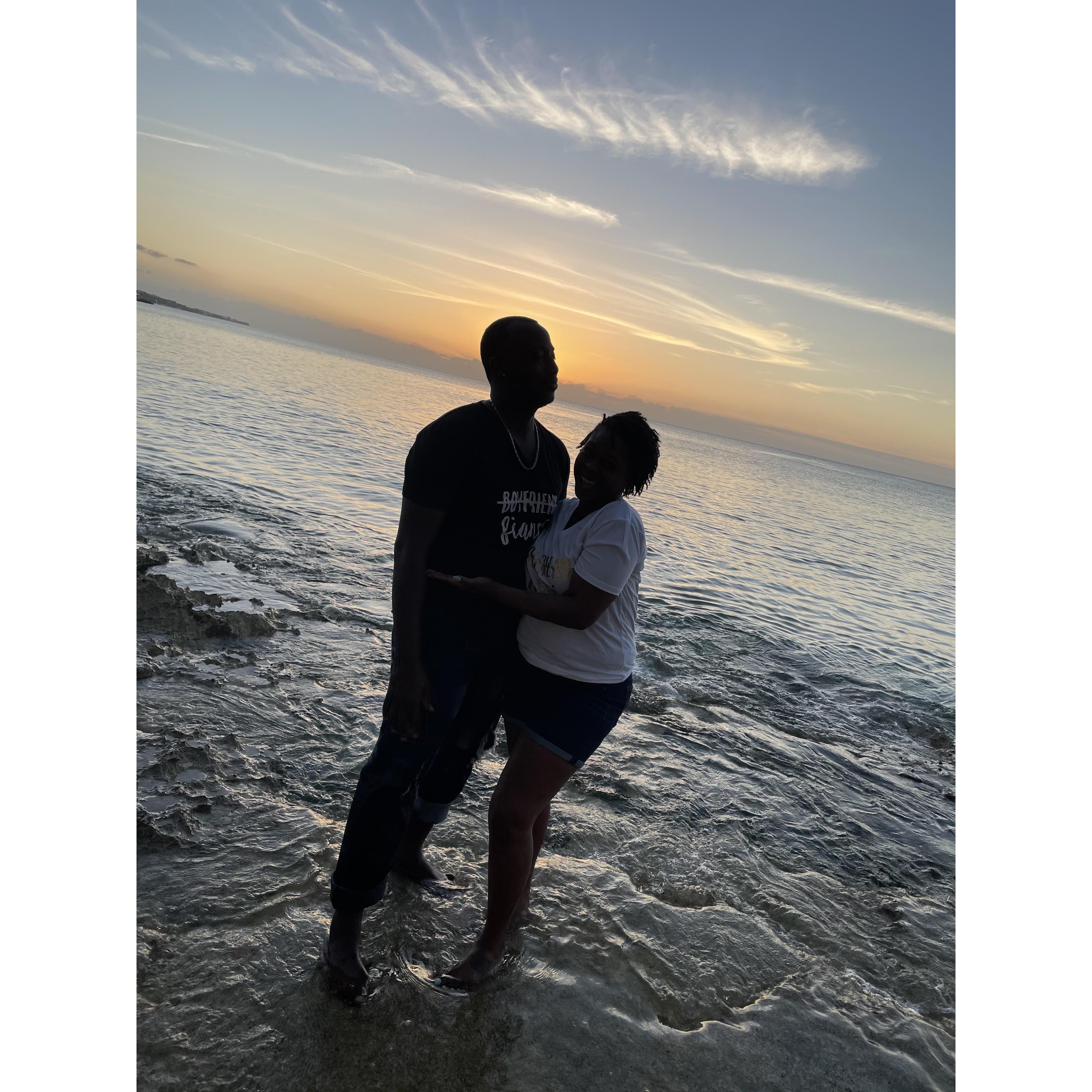 Standing in a postcard