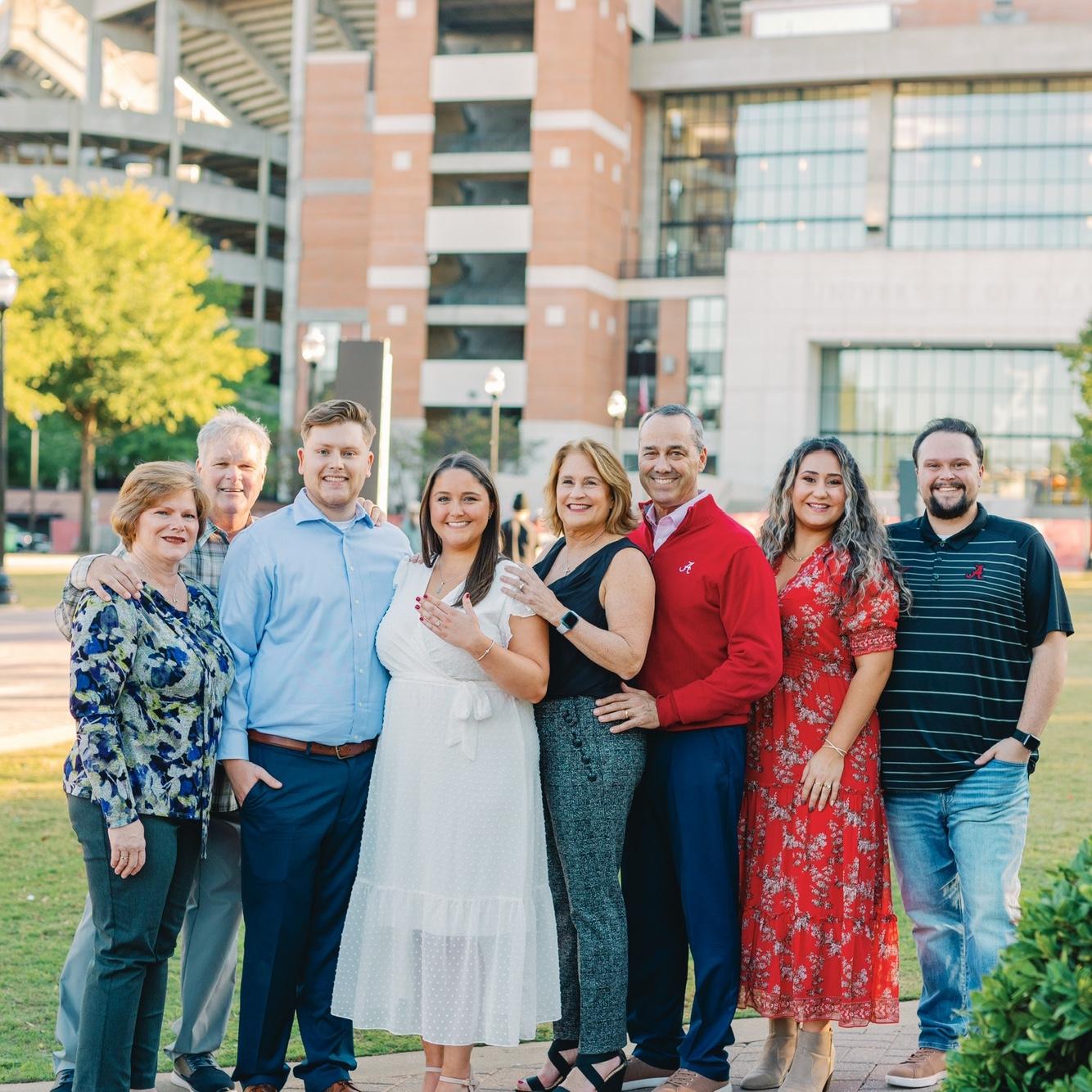 November 2023- Treston proposes to Rachel in Tuscaloosa, AL where they first met surrounded by both families.