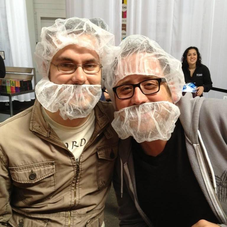 Beardy boys need hair nets on their Tcho chocolate factory tours apparently.
