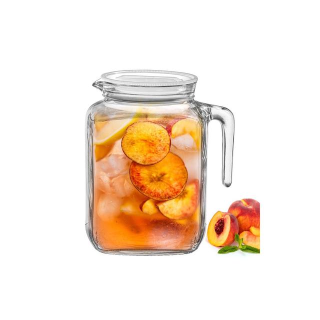 Le'raze Hermetic Seal Glass Pitcher with Airtight Lid & Spout - 68oz.