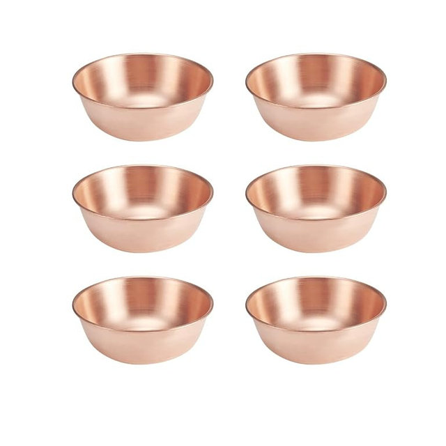 5.11 inch round solid copper bowl made of pure copper - handmade decorative and service bowls, food bowls, decorations, seasonings, salt, and spices (6)