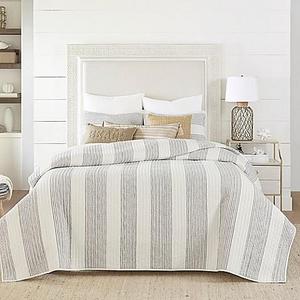 Coastal Living® Nautical Stripe Reversible Full/Queen Quilt Set in Grey