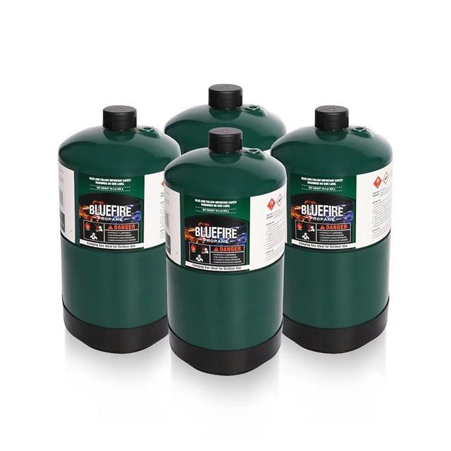 BLUEFIRE 16.4 oz Propane Replacement Fuel Camping Gas Cylinder Pack of 4 All Purpose Portable Canister Propane Gas Tank for Camping Stove Outdoor Backpack Mini Burner Heater Cooking Torch Lamp
