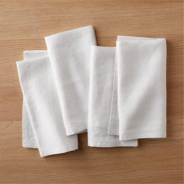 Set of 4 Bolt White Linen Napkins