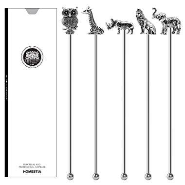 8" Stir Sticks Coffee Beverage Stirrers Stainless Steel Reusable Cocktail Stirrers by Homestia Set of 5