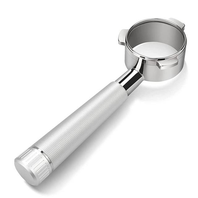54mm Bottomless Portafilter for Breville Barista Express, BES870XL, BES870BSXL, BES878BSS, BES880BSS, BES840XL and More Breville Espresso Machine (Aluminum Alloy Handle-Silver)