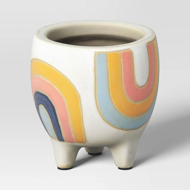 3.54" Earthenware Rainbow Footed Indoor/Outdoor Planter - Threshold™