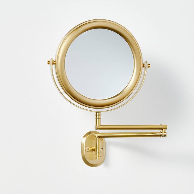 Wall Mounted Magnifying Mirror Brass Finish - Hearth & Hand™ with Magnolia