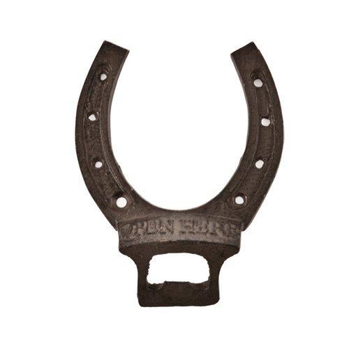 "ABC Products" - Primitive Heavy Cast Iron - Vintage Style Horseshoe Wall Mount Bottle Opener - Wall Hung Primitive Design - (Rustic Bronze Color Finish - Opens Standard Bottle Caps)