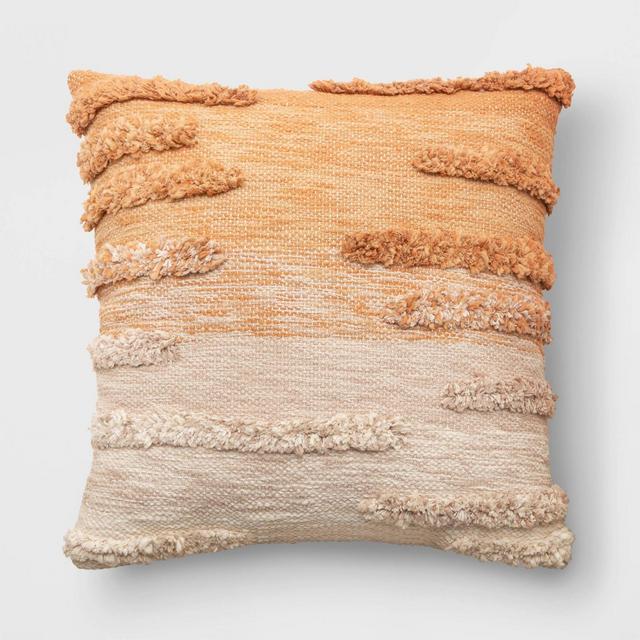 Tufted Ombre Striped Square Throw Pillow Rust - Threshold™