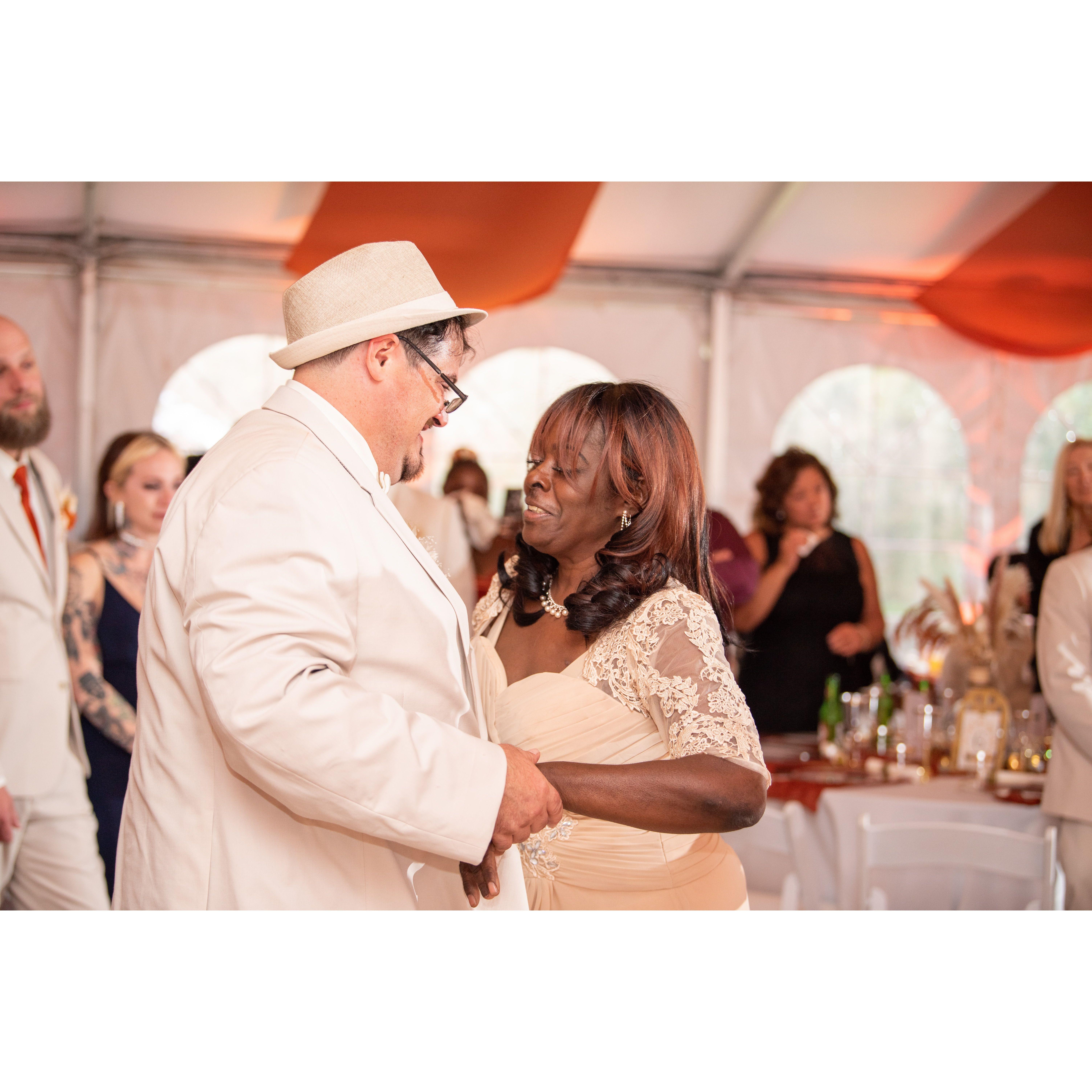 Groom dancing with Mother of the Bride