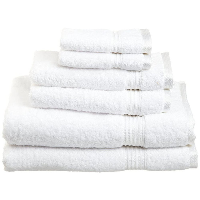 SUPERIOR Luxury Cotton Bath Towel Set - 6-Piece Towel Set, 600 GSM, Long-Staple Combed Cotton Towels, White