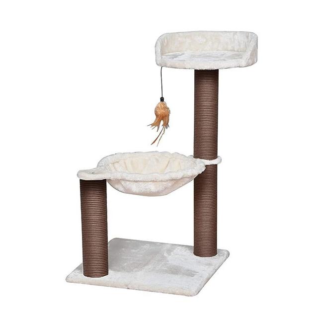 Catry, Cat Tree Hammock Bed with Natural Sisal Scratching Posts and Teasing Feather for Kitten (Version 2)