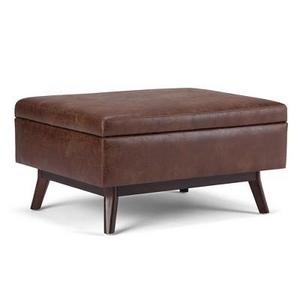 Owen Coffee Table Storage Ottoman - Distressed Saddle Brown - Simpli Home