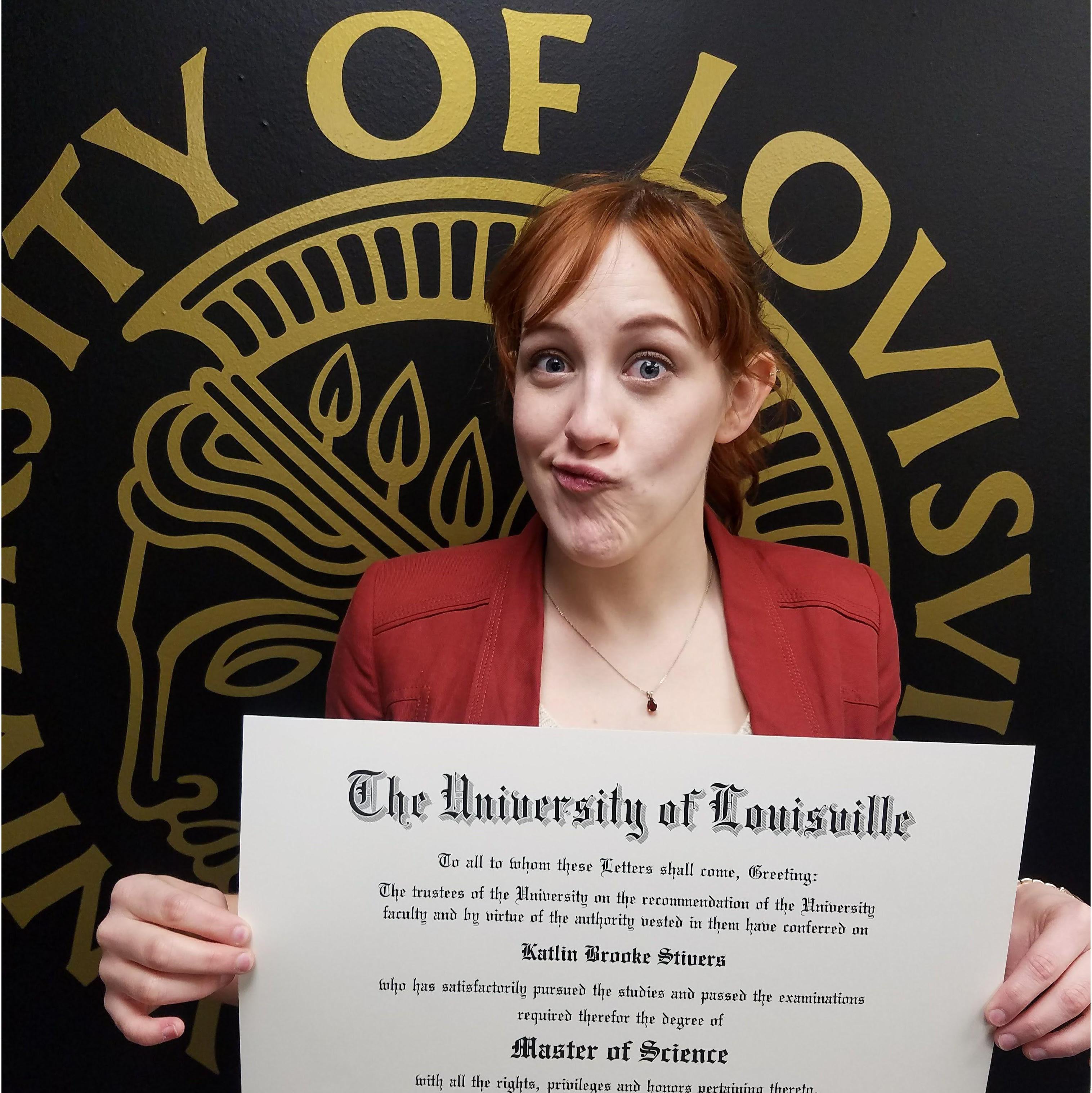 February 2017: Katlin becomes an Immunology Master!