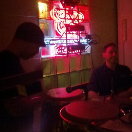 Rob and Luke (Groomsman) playing drums in the "New Skin" reunion show and the last show at the Main Stage Bar and Grill in Green Bay, WI.