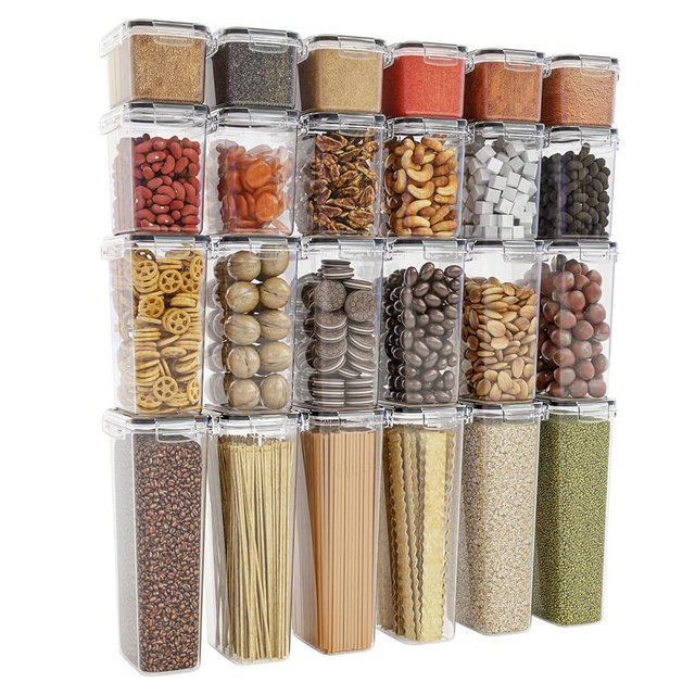 Food Storage Containers With Lids Airtight - 24 PCS With Label - BPA Free Cereal Containers Storage,Plastic Pantry Kitchen Organizers and Storage for Dry Goods,Chip,Grain Sugar and Flour Organizing