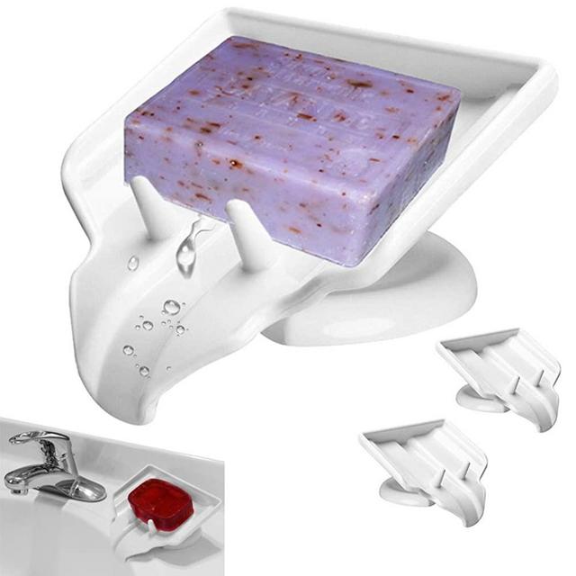 Evelots Soap Dish/Holder-Waterfall-Soap Saver/Dryer-Drain-No Mushy Soap, Set/2