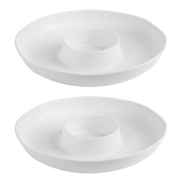 ZAROCRUS Chip and Dip Serving Set Divided Serving Platter Appetizers and Cheeses Serving Tray White Compartment Dishes for Party, Christmas, Dessert, Fruit, Candy, 13-inch Set of 2