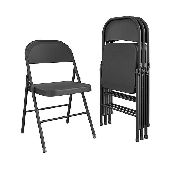CoscoProducts COSCO All- Steel Folding Chair, 4-Pack, Black