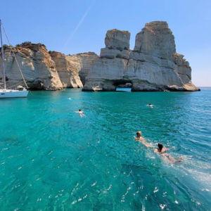Boat day in Milos, Greece