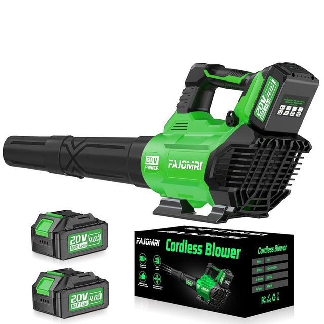 Cordless Leaf Blower – 3-Speed Settings, 580 CFM / 160 MPH Powerful Electric Blower with 2 × 4.0Ah Batteries and Charger, Ideal for Lawn Maintenance, Yard Work, and Garage Cleanup