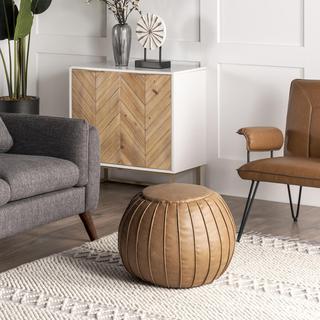 Faux Leather Ottoman Pouf