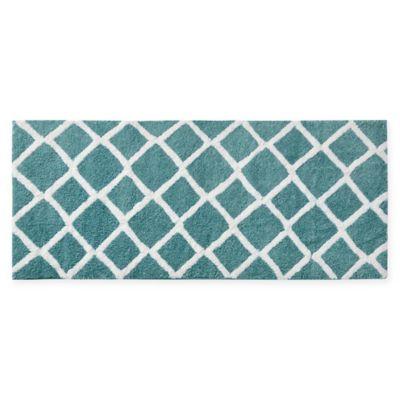 Madison Park Bittman 60" x 24" Reversible Microfiber Bath Rug in Aqua
