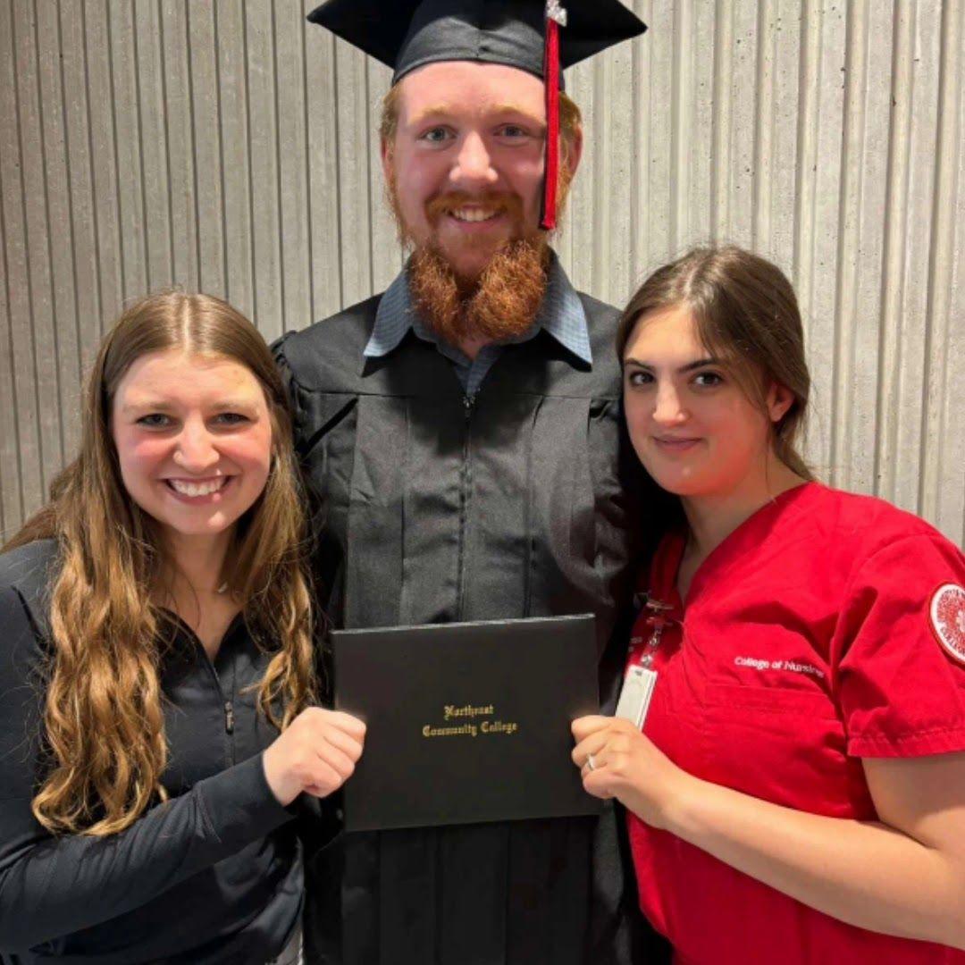 Austin's graduation from NECC with degree in Precision agriculture (pictured Autin's sister Katie)