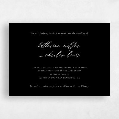 Black Wedding Invitation - Violin Classic