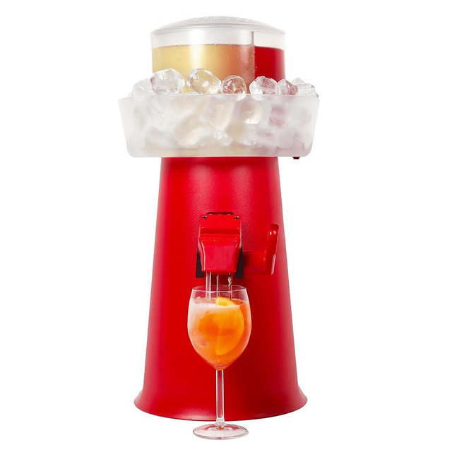 Sprizzer - Sprizzer Machine for Spritz, Aperitif Dispenser with Mixer for Aperol Spritz, with Ice Container, 3L, Manual Dispenser without Electricity or Batteries, Red, Made in Italy
