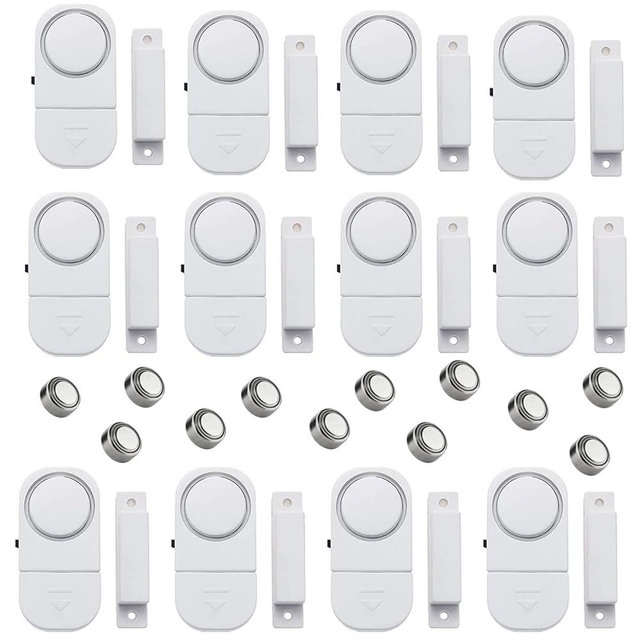 12 Pack Wireless Security Window/Door Alarm, Magnetic Sensor Door Window Burglar Alert Alarm Pool Alarms Super Loud for Home, Garage, Apartment, Dorm, RV and Office(Include Batteries)