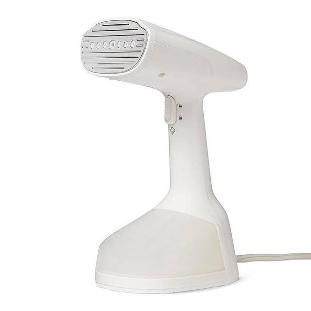Amazon Basics Handheld Garment Steamer for Clothes, 1500W Turbo Extreme Steam, Travel Must Have with Dual Steam Modes, Auto Shut-off & Fabric Accessories, White