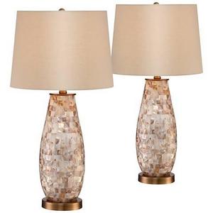 Kylie Mother of Pearl Tile Vase Table Lamp Set of 2