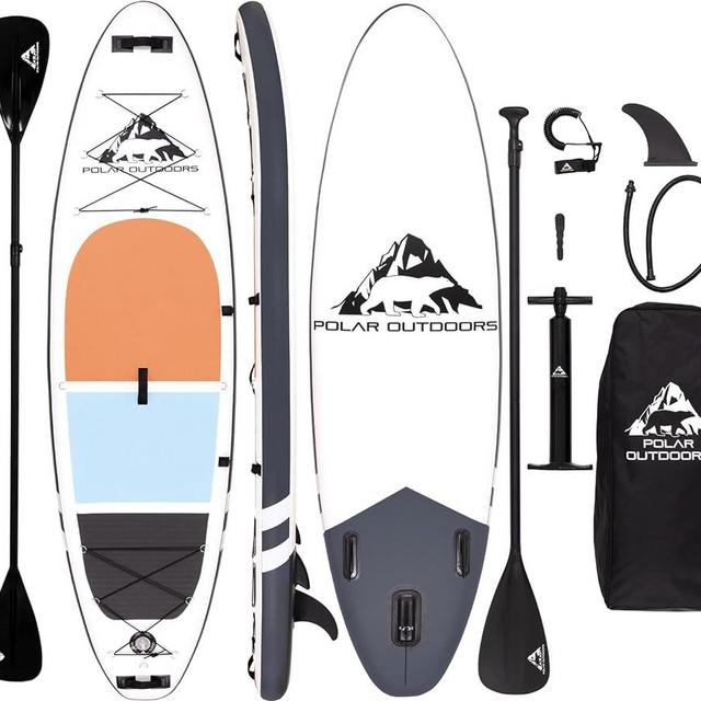 Polar Outdoors by Roc Inflatable Stand Up Paddle Board with Premium SUP Paddle Board Accessories, Wide Stable Design, Non-Slip Comfort Deck for Youth & Adults.