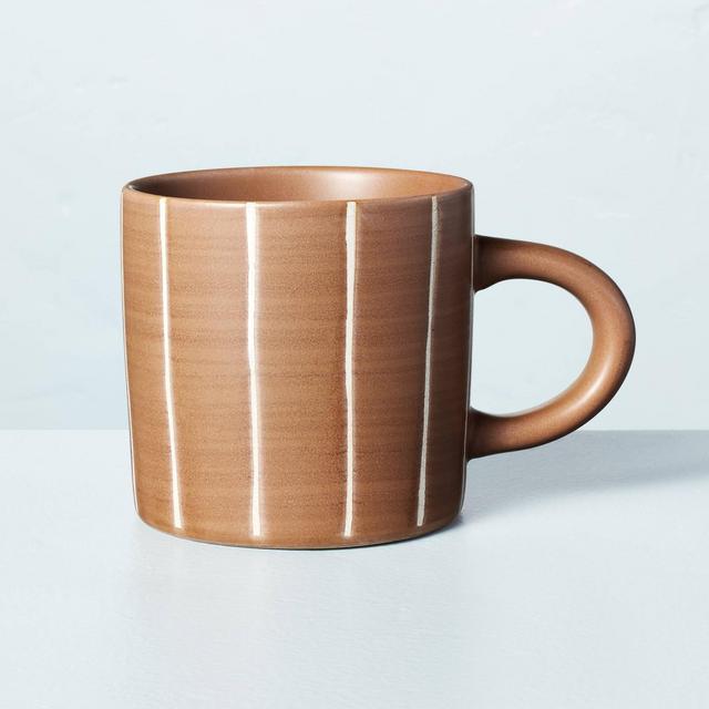 13.5oz Stoneware Wide Stripes Mug Brown - Hearth & Hand™ with Magnolia