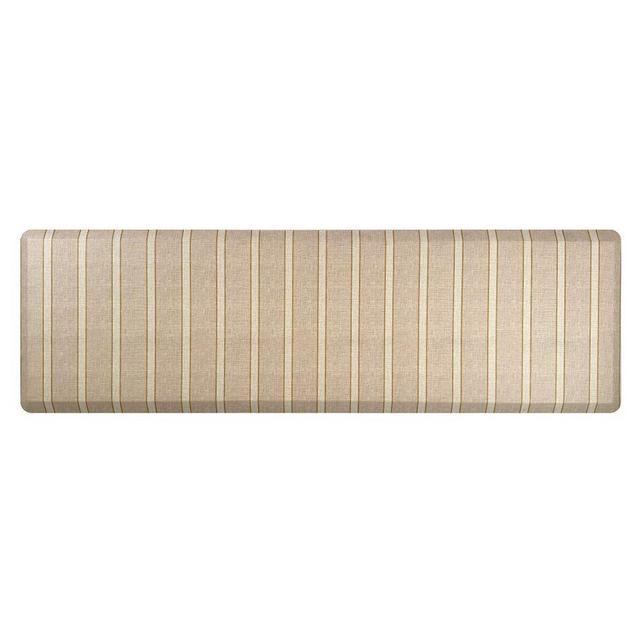 Matterly Happy Feet Ticking Striped Anti-Fatigue Mat, Cream Butter, 22" x 72"