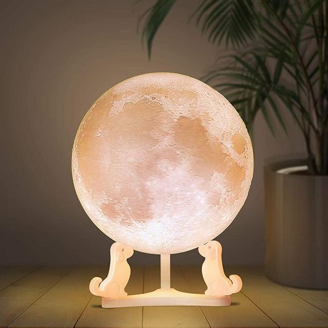 Mydethun Moon Lamp Moon Light Night Light for Kids Gift for Women USB Charging and Touch Control Brightness Warm and Cool White Lunar Lamp (5.9 inches)