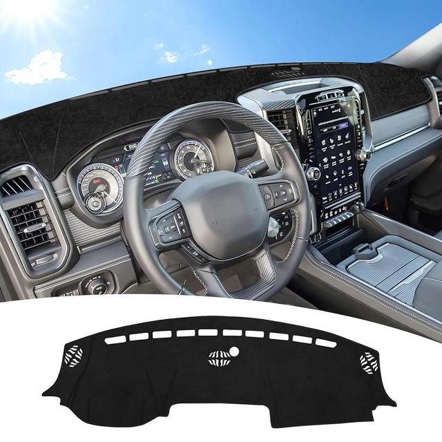 MASHA Dashboard Cover for Dodge Ram, Flannel Dashboard Pad Dash Mat Compatible with Dodge Ram 1500 2500 3500 2019-2023 2024 2025 Dashboard Decorative Interior Auto Accessories (without HUD)