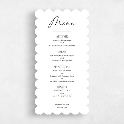 White Scalloped Wedding Menu - Hannegan