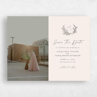 Linen, Beige Wedding Save the Date - Marnina Photo