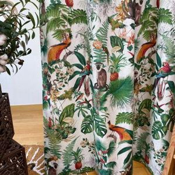 Tropical Jungle Linen Curtains