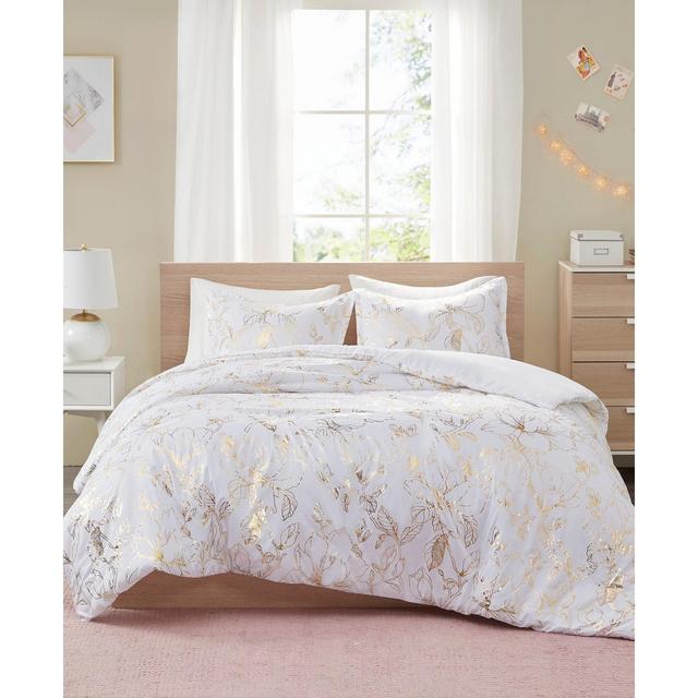 Intelligent Design Magnolia Metallic Floral 3-Piece Full/Queen Duvet Cover Set
