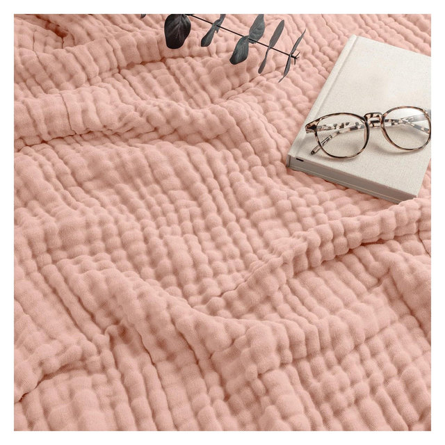 Muslin Cotton Blanket for Adults, Extra Large By Comfy Cubs, Throw 50" x 60" - Blush