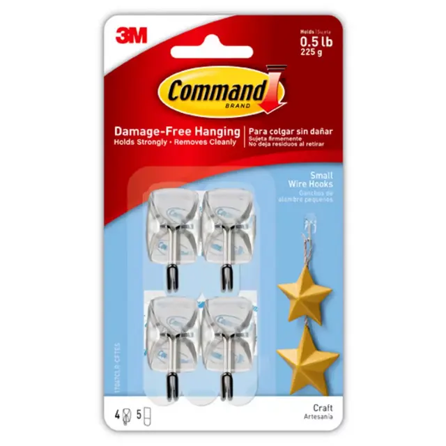 Command Small Sized Wire Hooks - Clear