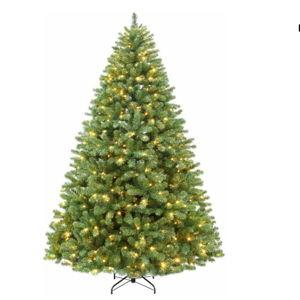 Hykolity 7.5 ft Prelit Christmas Tree, Artificial Christmas Tree with 450 Warm White Lights, 1450 Branch Tips, Metal Stand and Hinged Branches